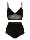Lethicia Bronstein lace-panel lingerie set (set of two) - Black