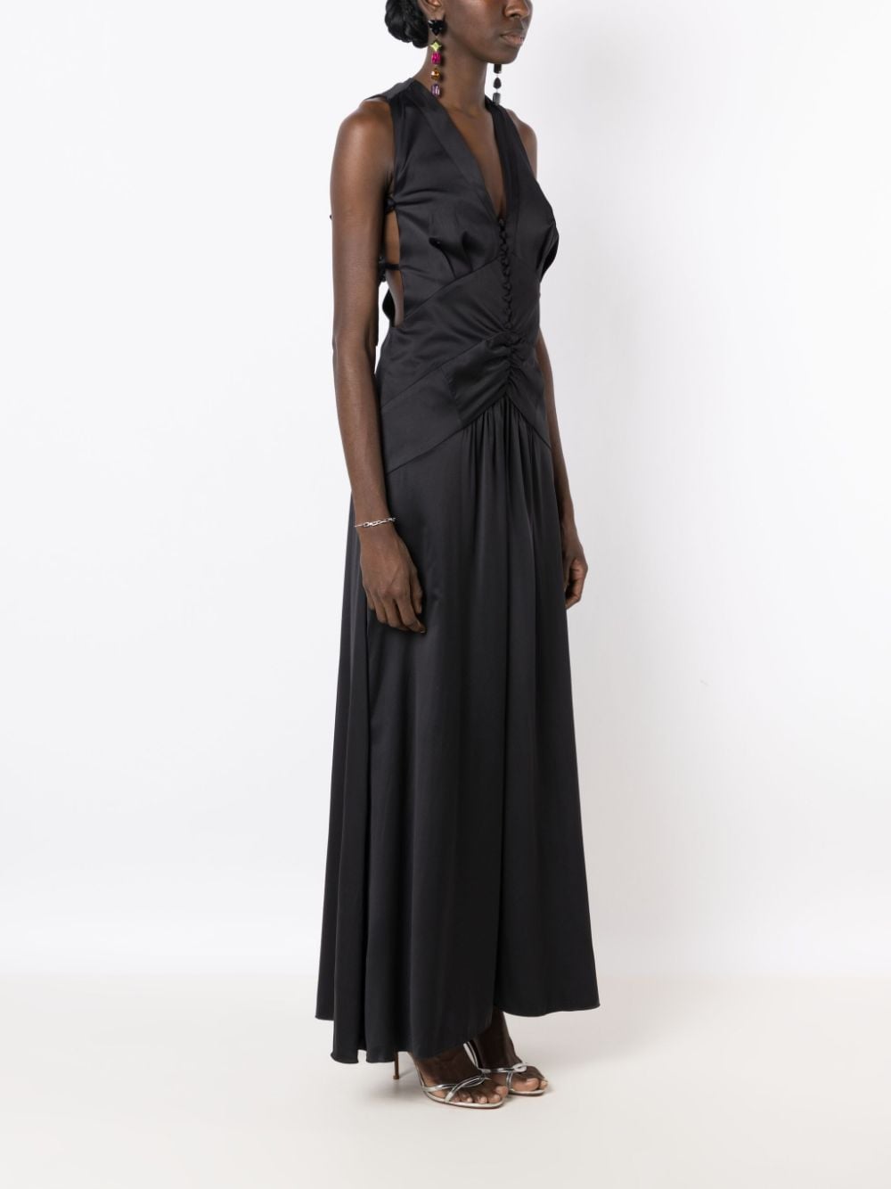 Shop Lethicia Bronstein Teres Satin Maxi Dress In Black