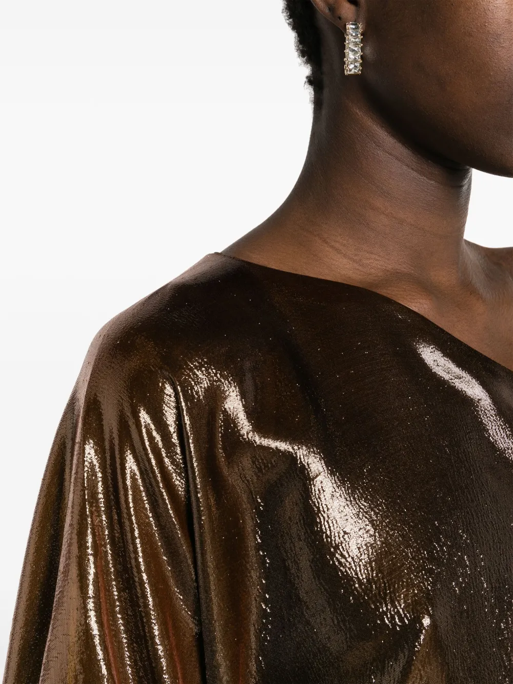 Taller Marmo Midi-jurk met veren afwerking Bruin