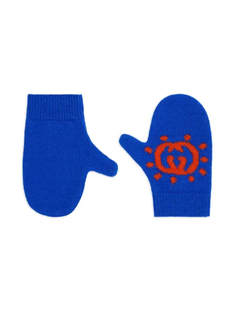 Gucci Kids mitaines à logo en intarsia