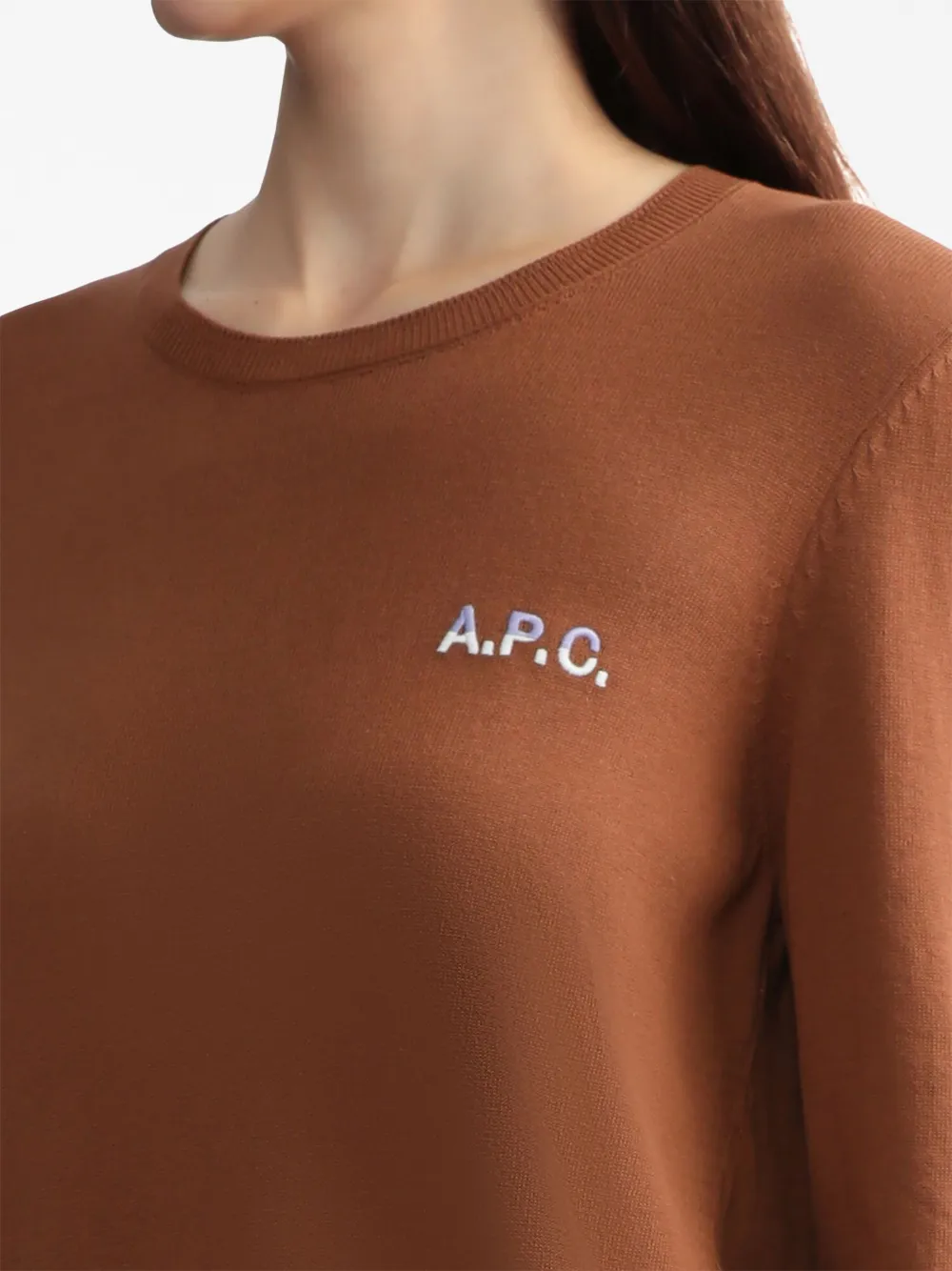 Cheap A.P.C. logo-embroidered cotton jumper Women