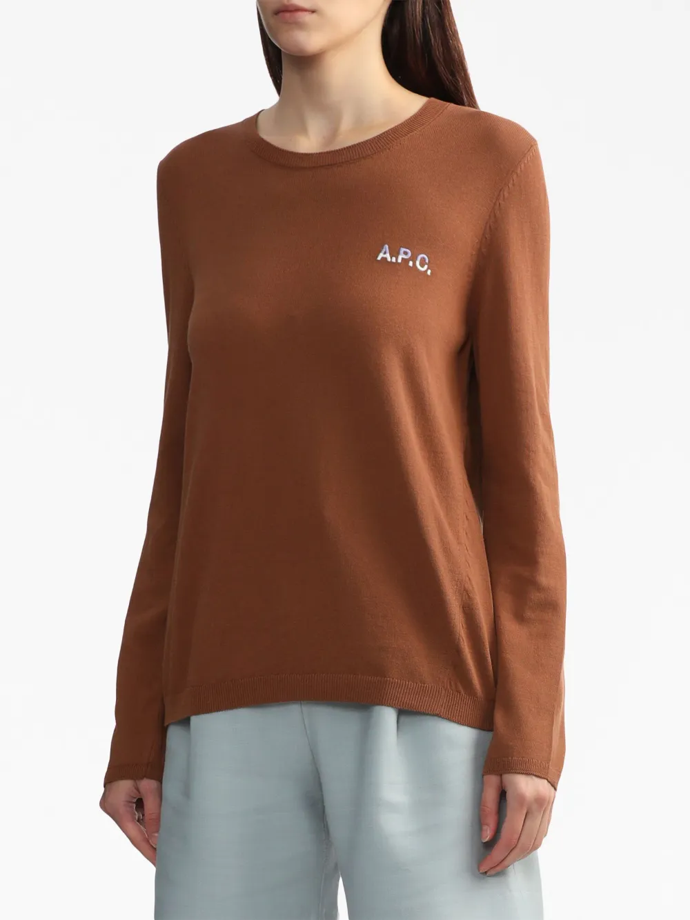 Cheap A.P.C. logo-embroidered cotton jumper Women