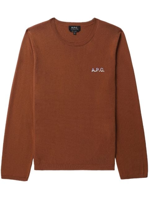 A.P.C. logo-embroidered cotton jumper