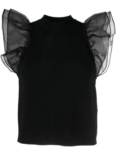 Karl Lagerfeld puff-sleeve knitted top