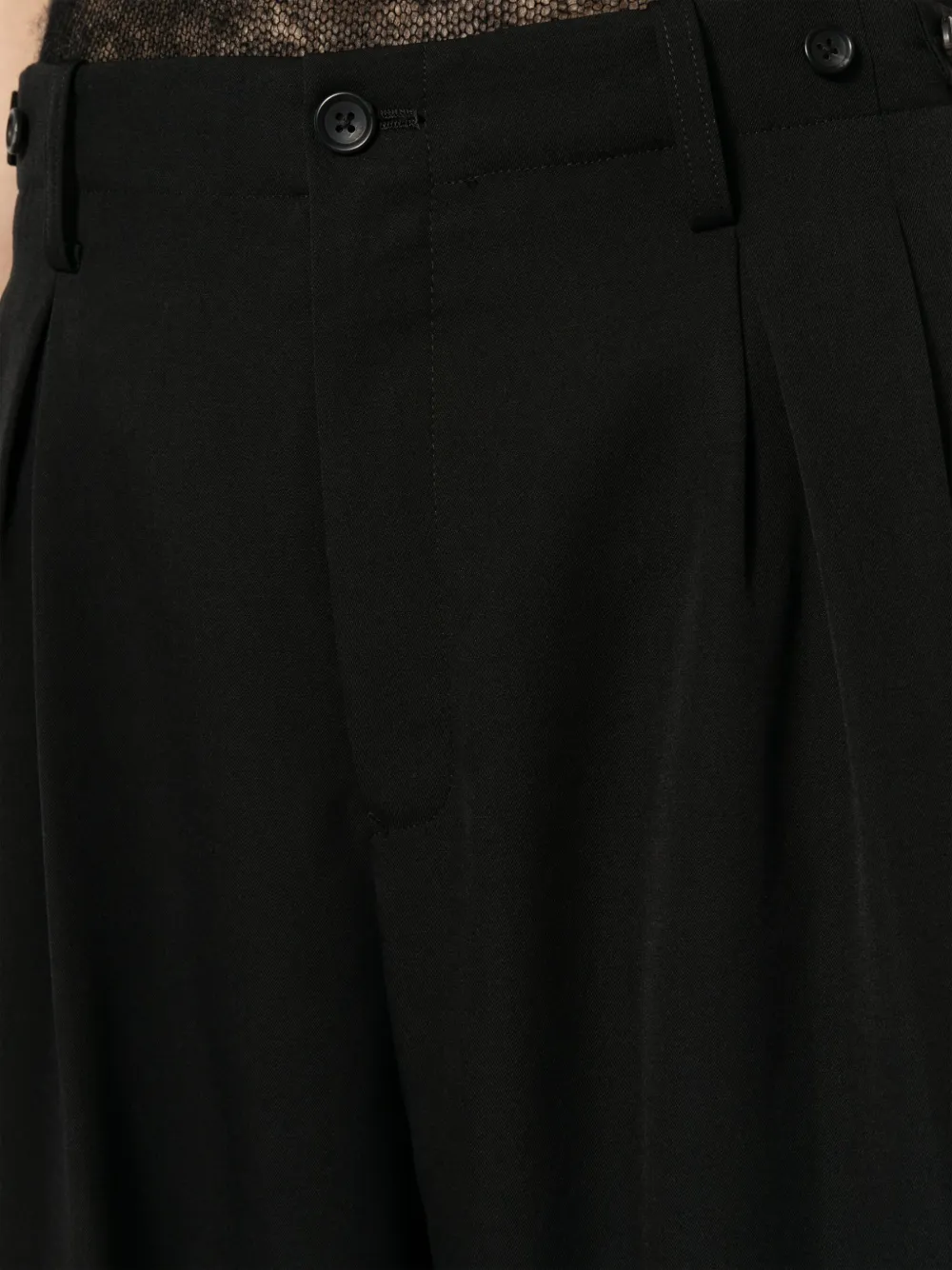 Yohji Yamamoto tailored wide-leg wool trousers Zwart
