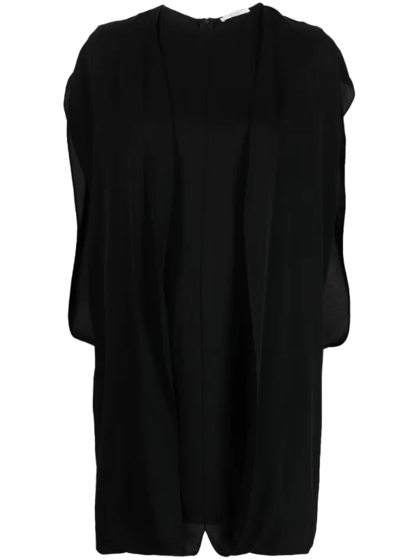 The Row Draped Silk Mini Dress in Black