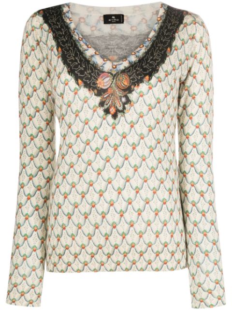 ETRO floral-print knitted top Women