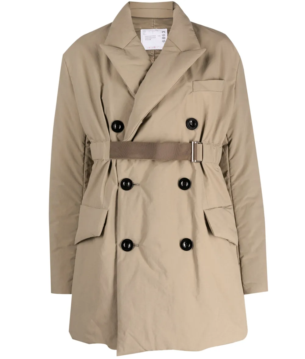 Image 1 of sacai double-breasted padded trench coat