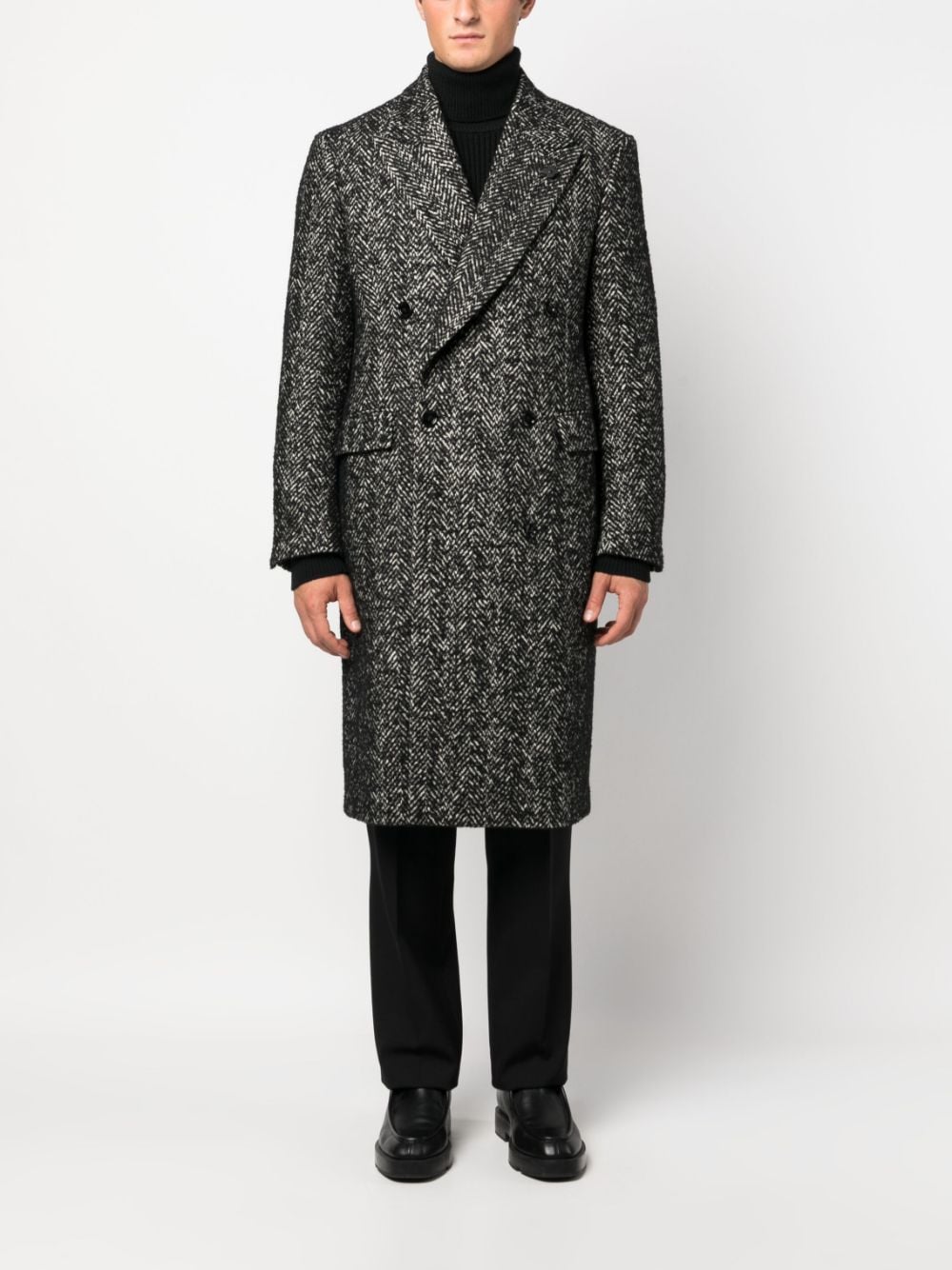 Lardini double-breasted wool-blend coat - Zwart