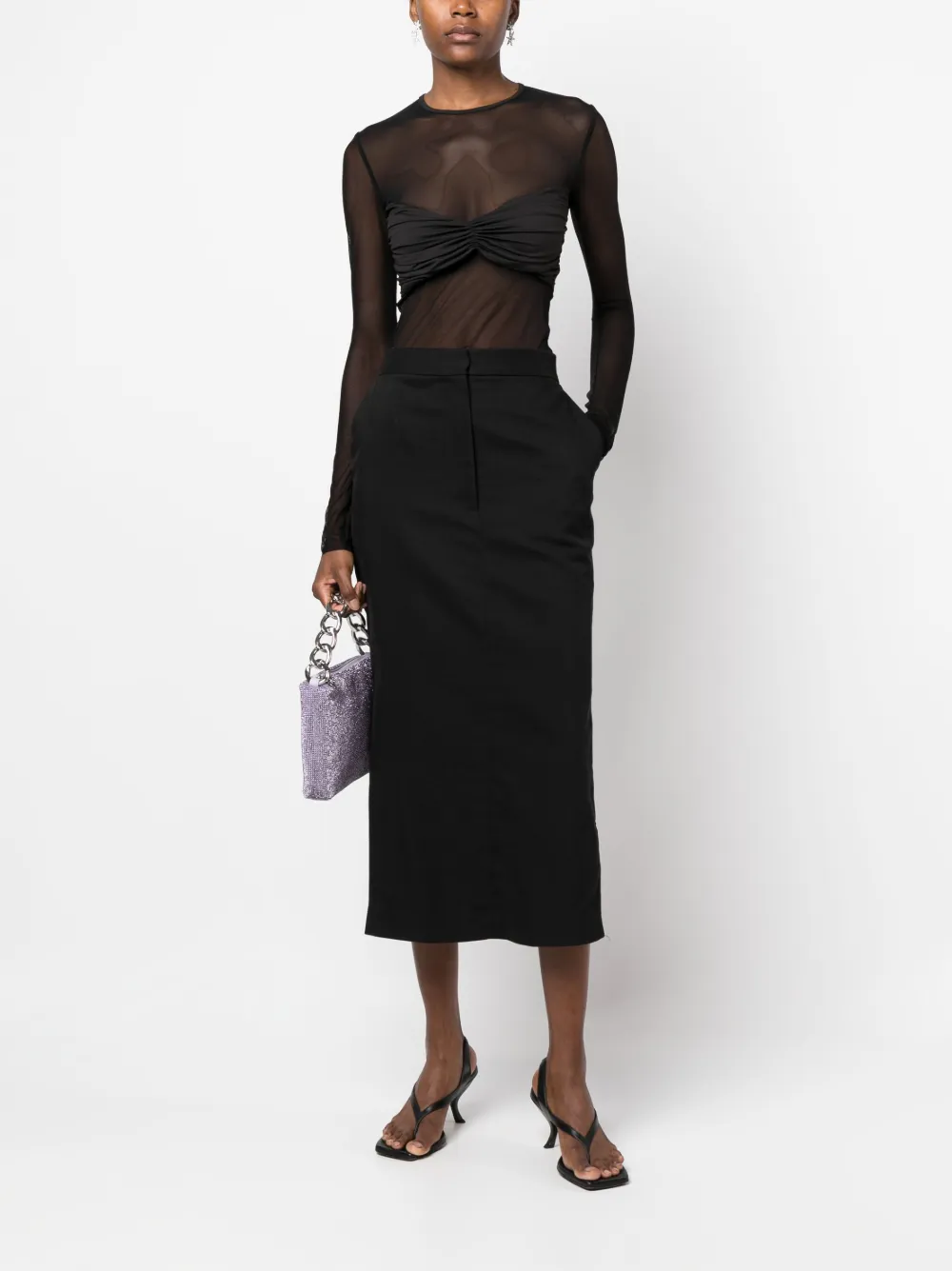 Federica Tosi semi-sheer layered top - Zwart