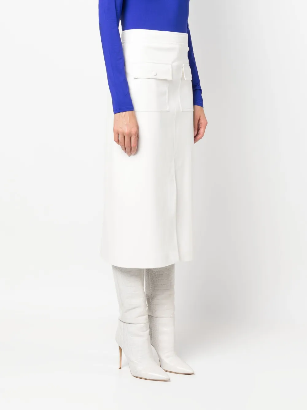  Msgm Faux-leather Midi Skirt - White 