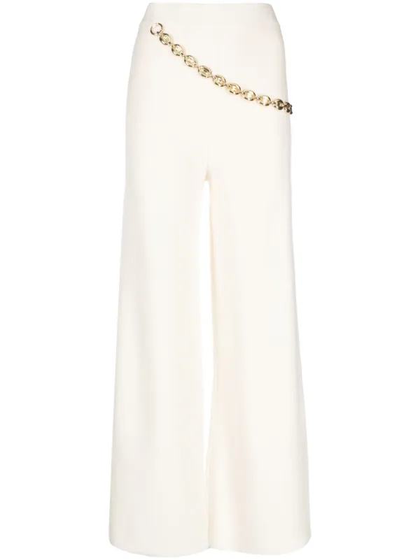 Rabanne Chainmail-detail Wool-cashmere Trousers in White