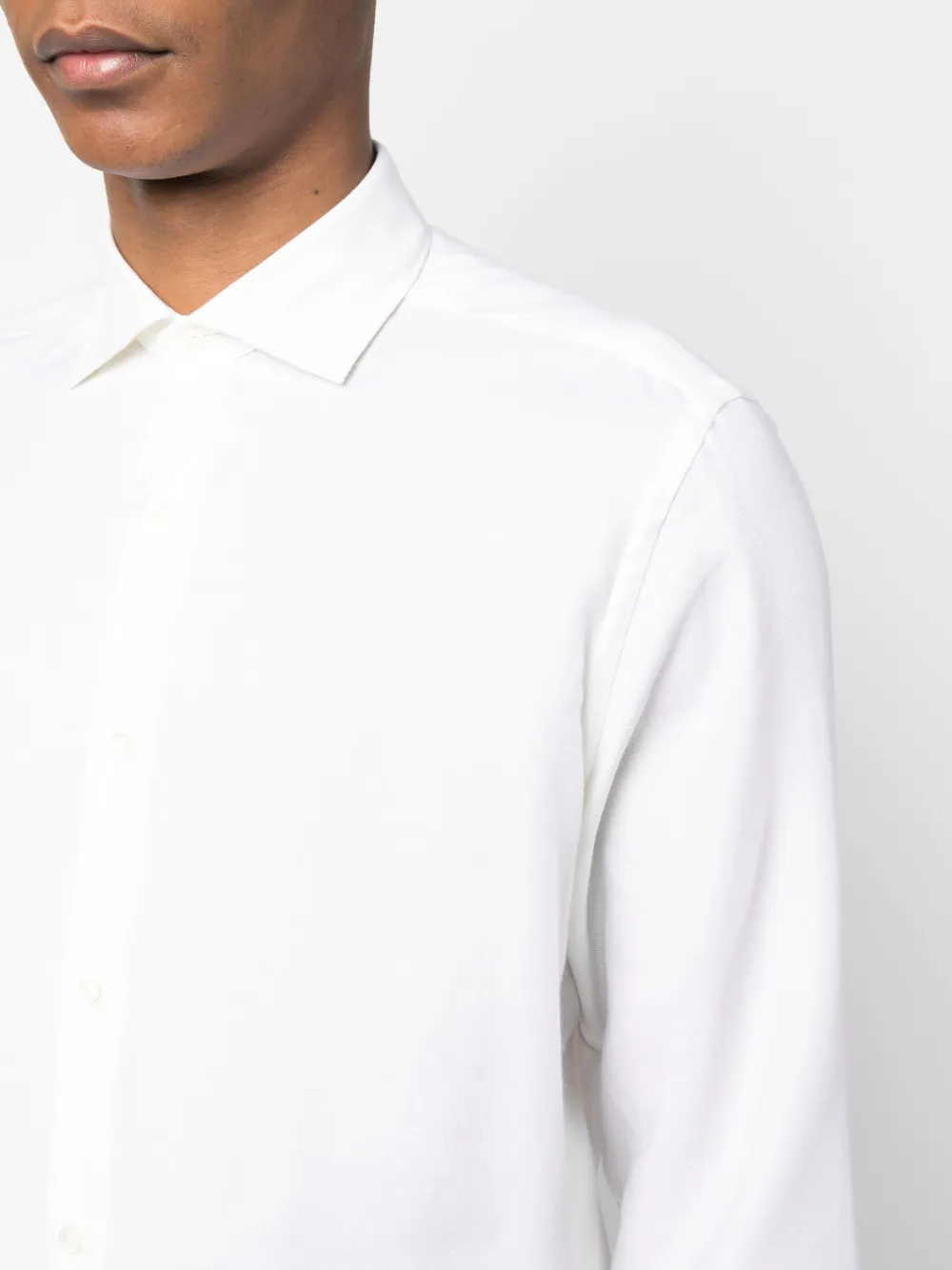Zegna Cotton And Cashmere-blend Twill Shirt In White