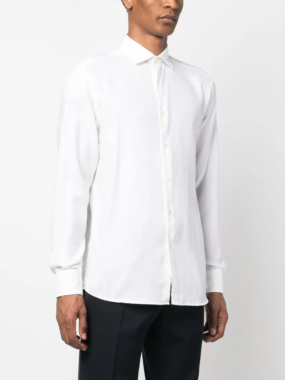 Zegna Cotton And Cashmere-blend Twill Shirt In White