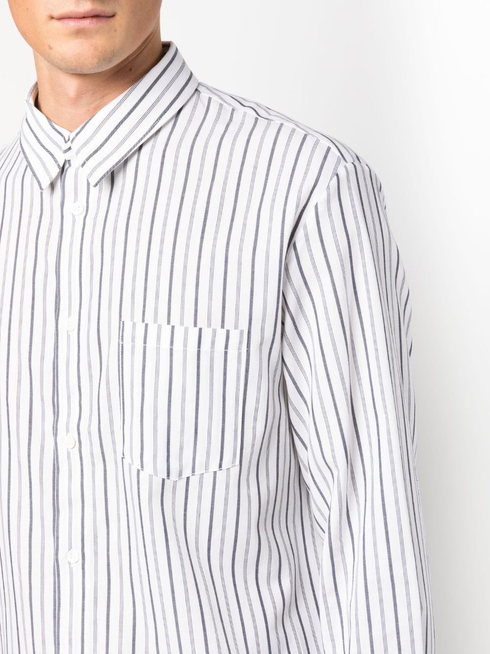 Shop Apc Stripe-print Long-sleeve Shirt In Weiss