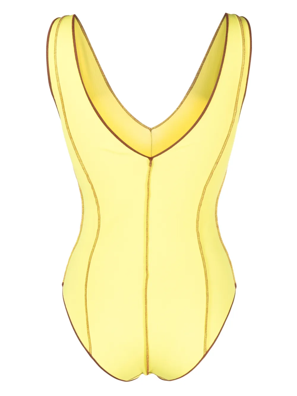 Baserange Vein exposed-seam ribbed swimsuit - Geel