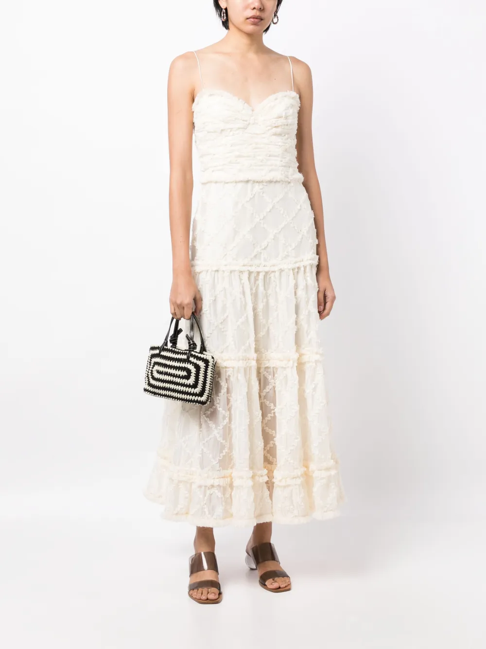 Alexis Rasa midi-jurk met ruches - Beige