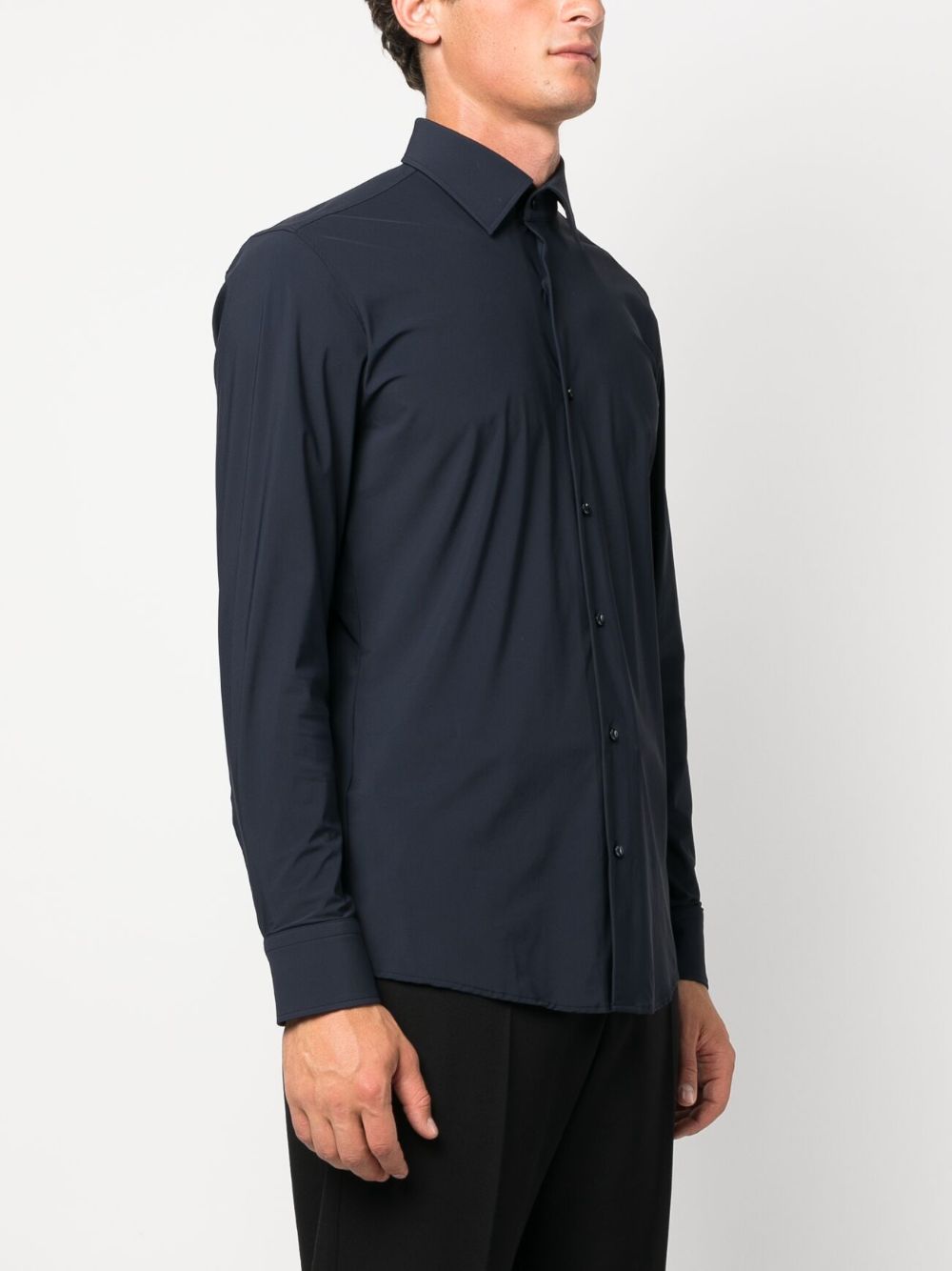 Shop Hugo Boss Stretch-design Long-sleeve Shirt In Blue