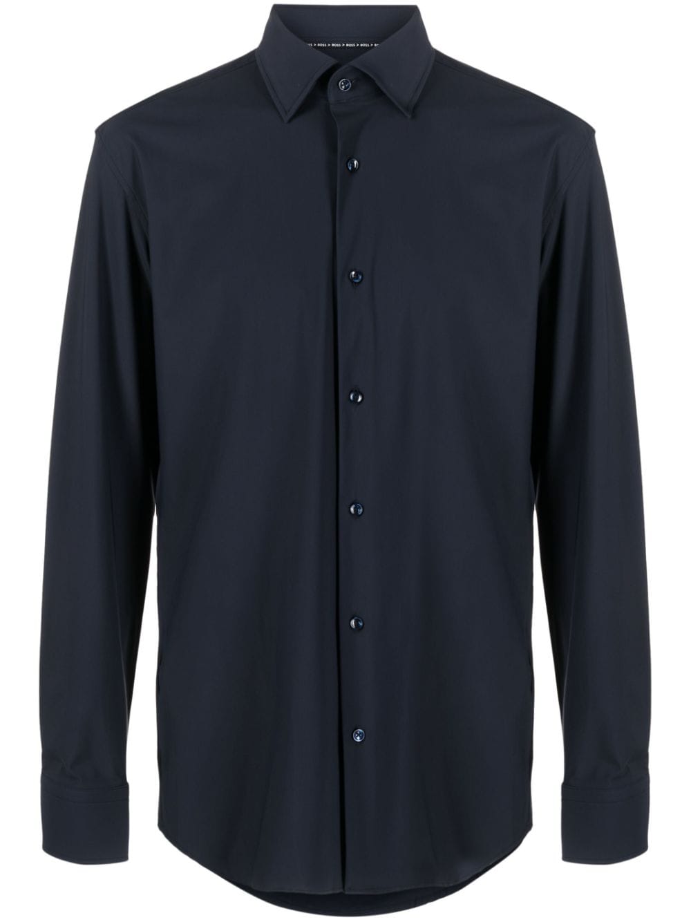 Shop Hugo Boss Stretch-design Long-sleeve Shirt In Blue