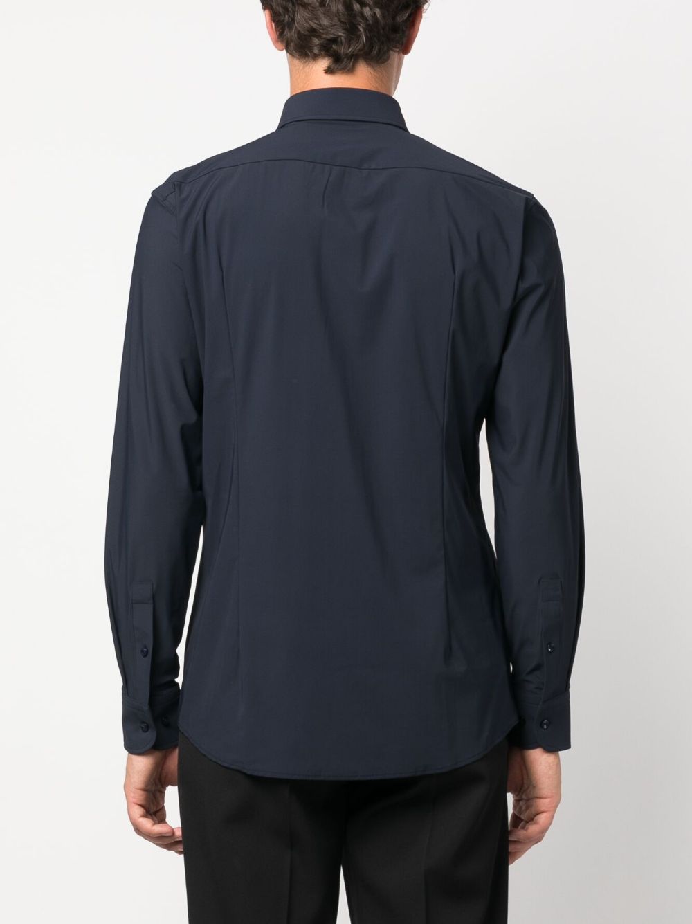 Shop Hugo Boss Stretch-design Long-sleeve Shirt In Blue