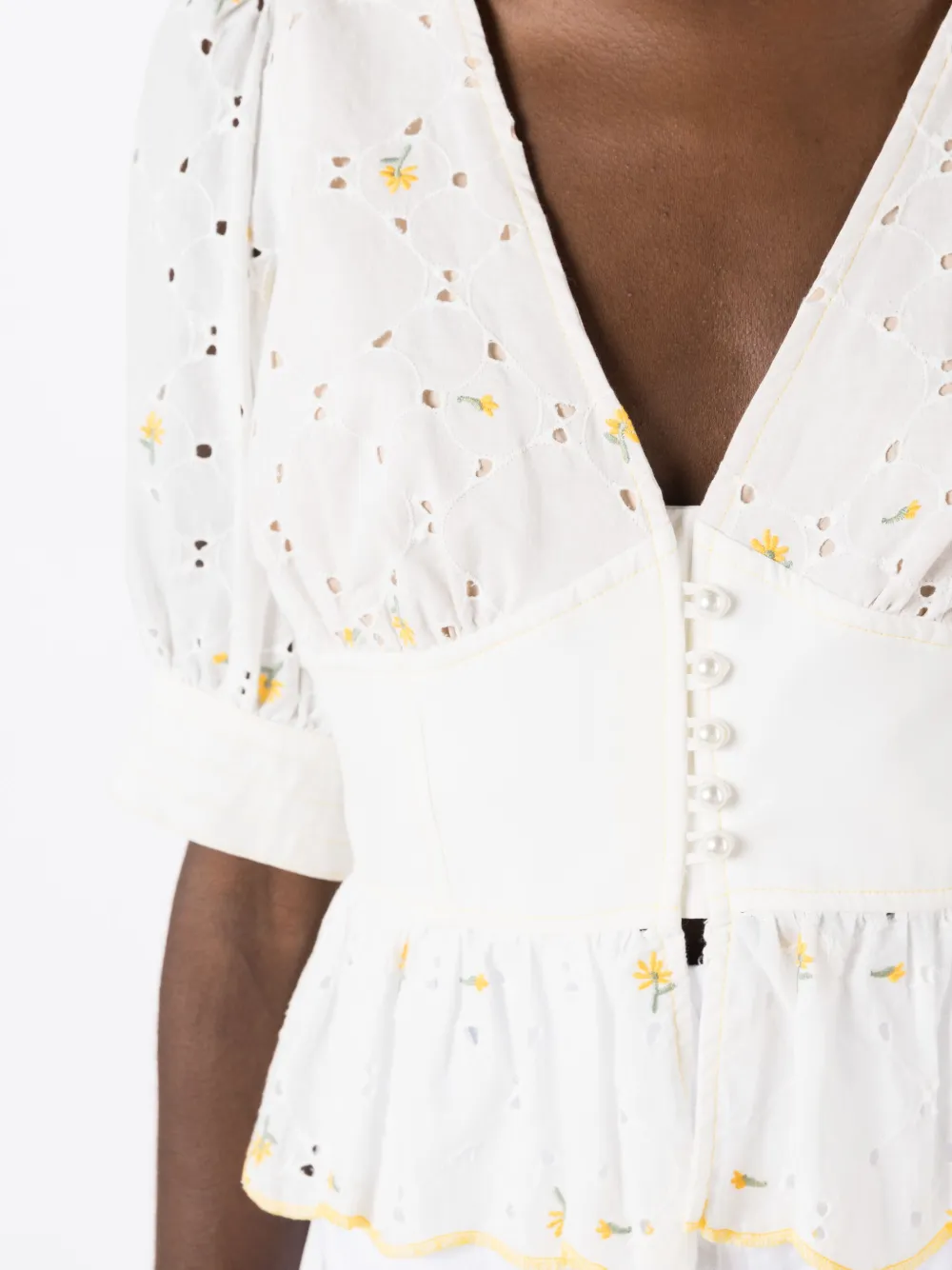 Lethicia Bronstein Margarida Broderie Blouse In White