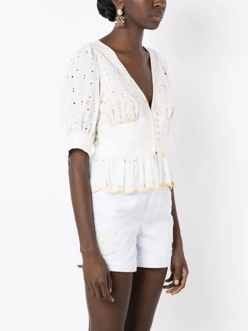 Lethicia Bronstein Margarida Broderie Blouse In White