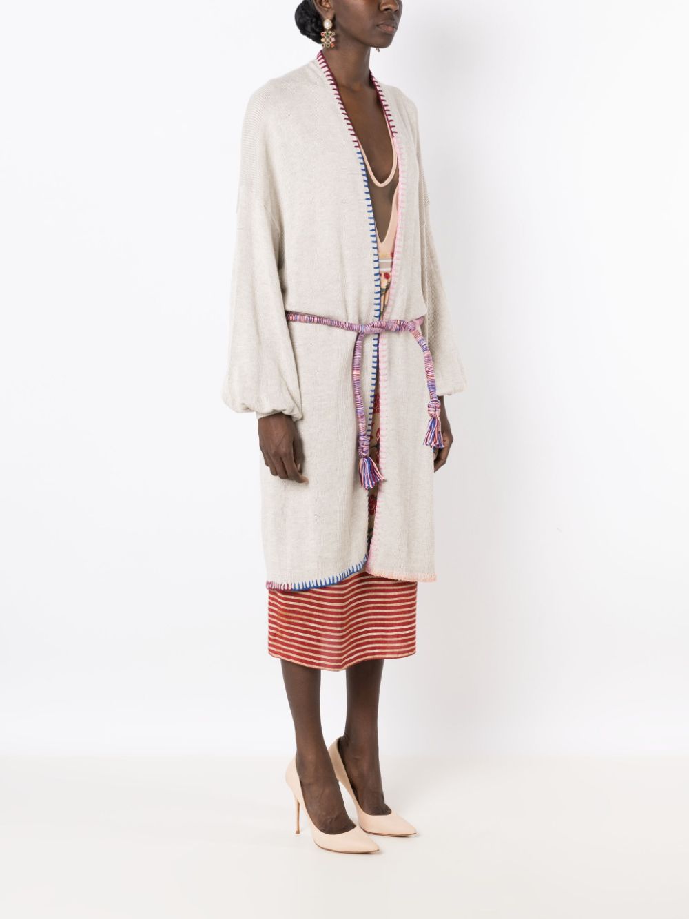 Shop Lethicia Bronstein Cashook Tied-waist Knitted Coat In Neutrals