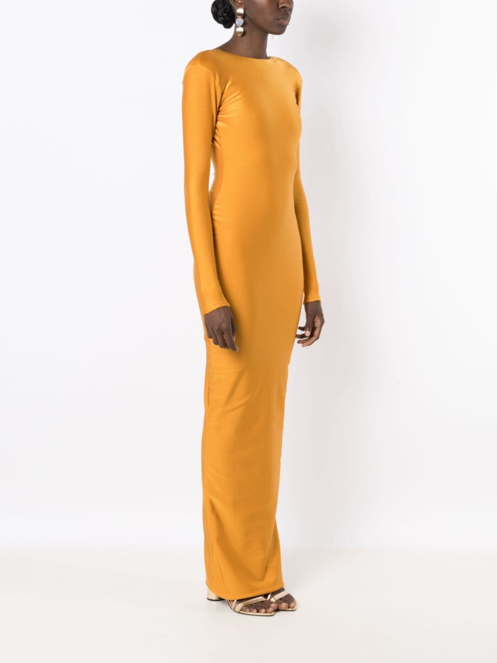 Shop Lethicia Bronstein Gracie Long-sleeved Maxi Dress In Yellow