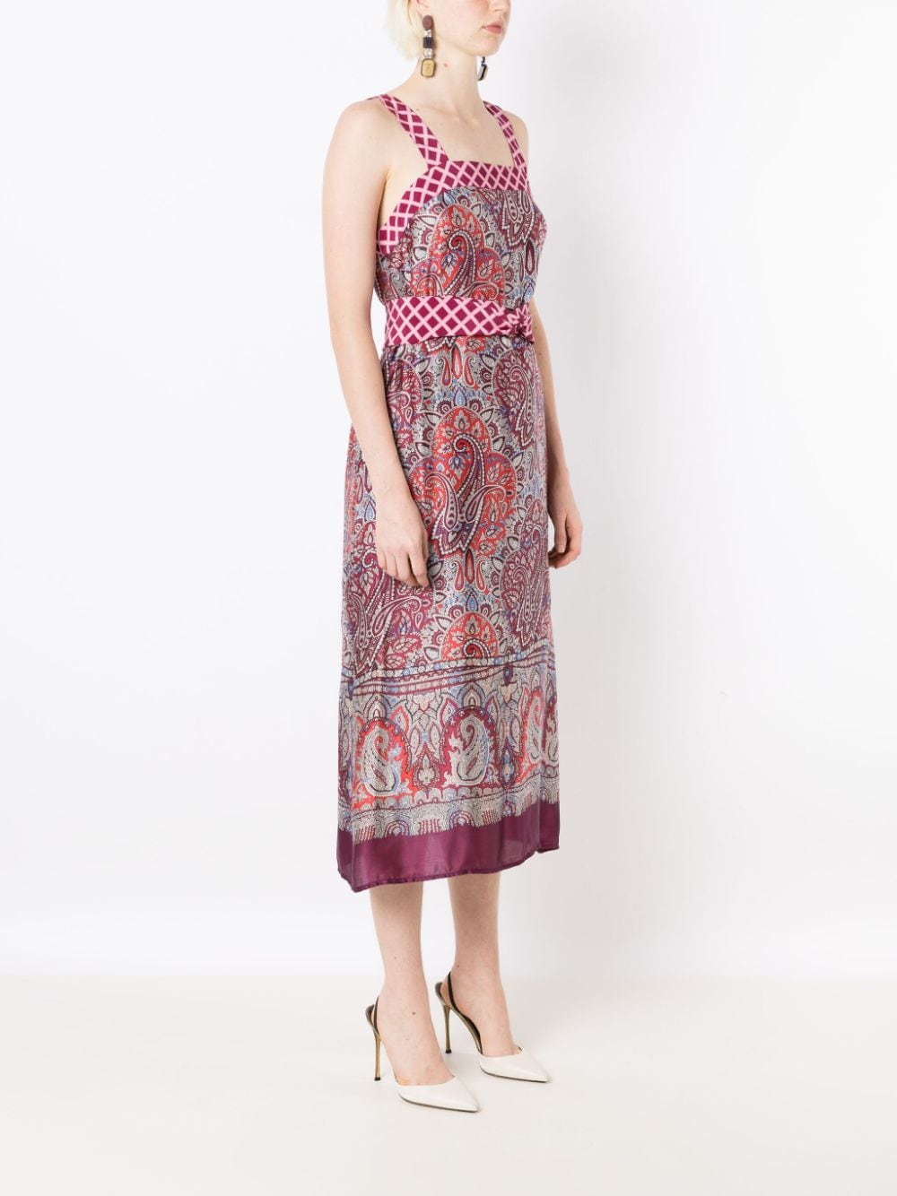 Shop Lethicia Bronstein Oprah Paisley-pattern Midi Dress In Multicolour