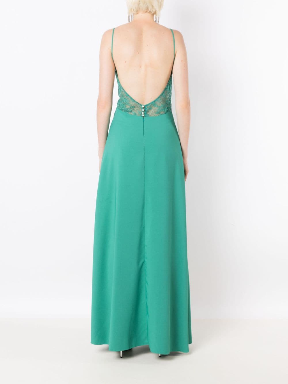 Shop Lethicia Bronstein Georgia Lace-panel Maxi Dress In Green