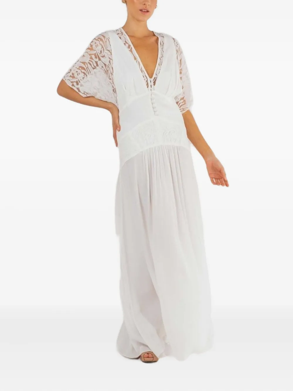 Lethicia Bronstein Pavo lace-sleeve dress - Wit