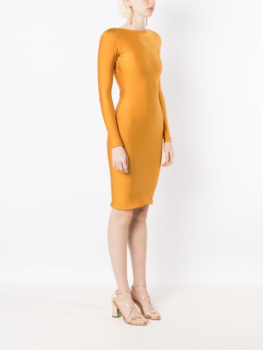 Shop Lethicia Bronstein Gracie V-back Bodycon Dress In Yellow