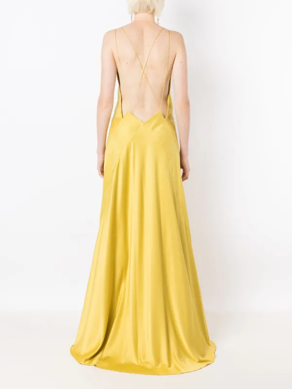 Lethicia Bronstein サテン Vネックドレス | イエロー | FARFETCH JP