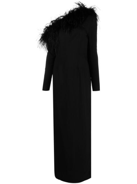 Taller Marmo Garbo feather-trim dress