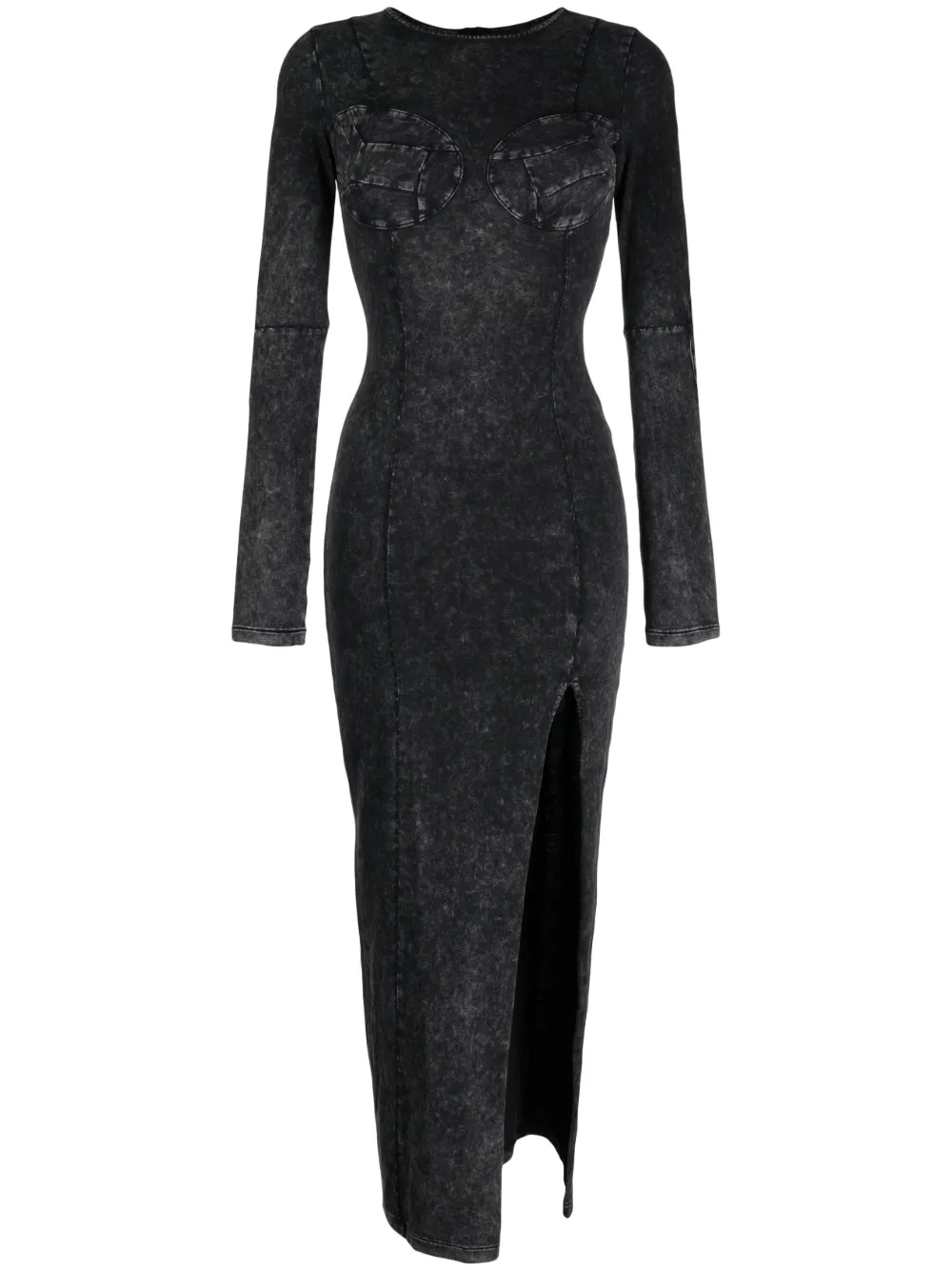 Moto denim maxi dress