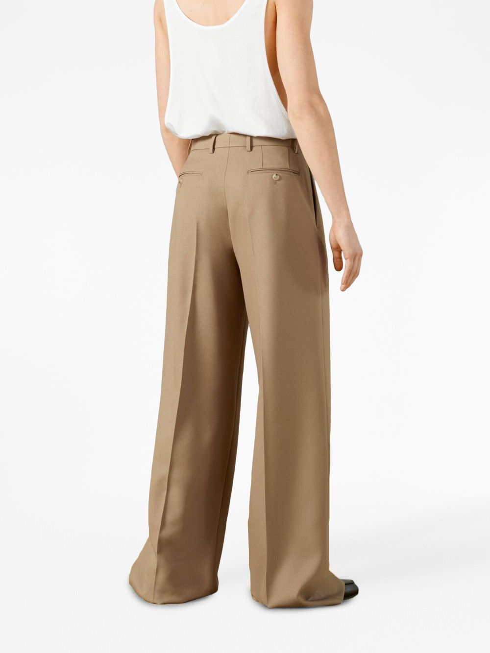 Shop Gucci Tailored Wide-leg Trousers In Brown