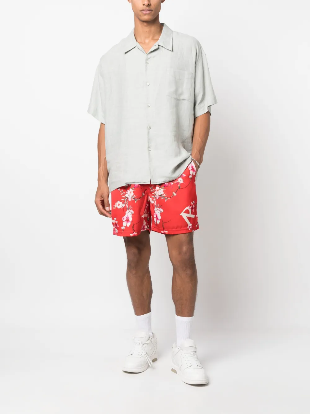 Represent floral-print drawstring shorts - Rood