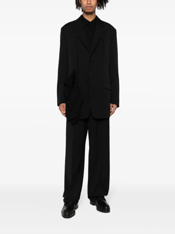Yohji Yamamoto notched-lapels Wool Blazer | Black | FARFETCH
