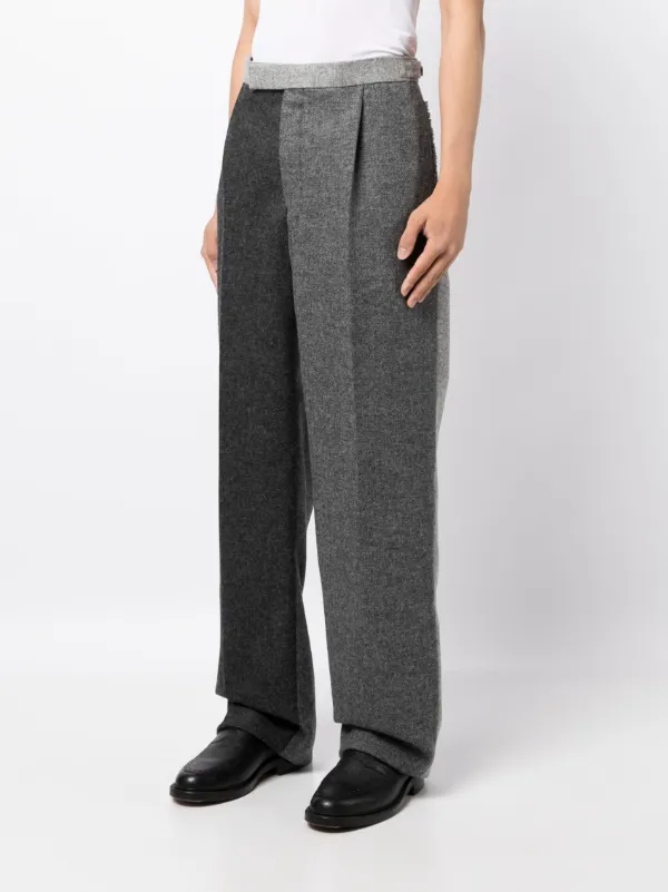 Thom Browne two-tone Wool wide-leg Trousers | Grey | FARFETCH JO