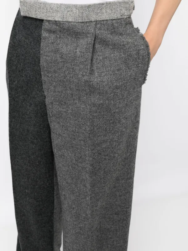 Thom Browne two-tone Wool wide-leg Trousers | Grey | FARFETCH JO