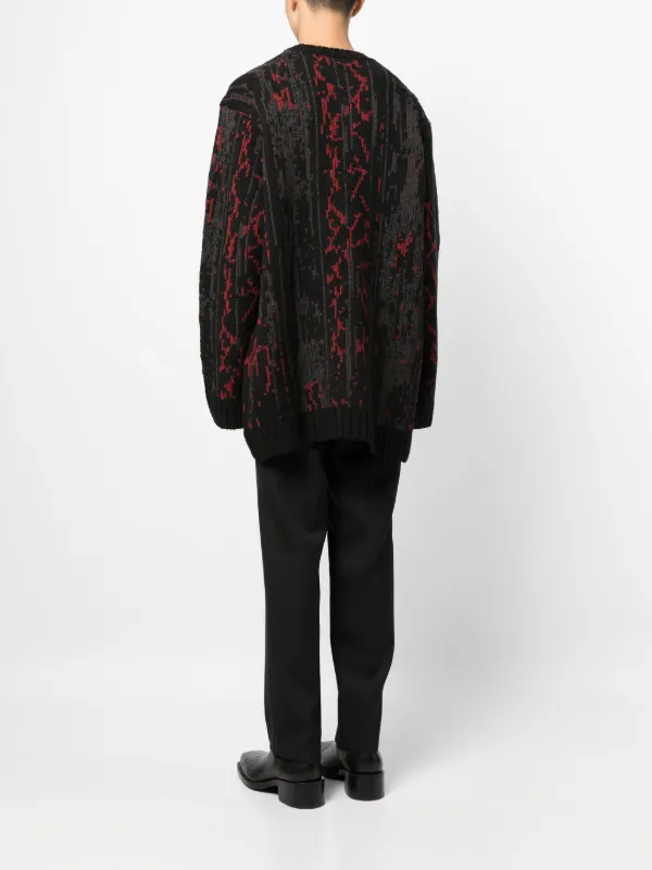 Yohji Yamamoto Patterned intarsia-knit Jumper | Black | FARFETCH