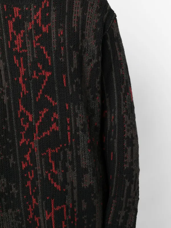 Yohji Yamamoto Patterned intarsia-knit Jumper | Black | FARFETCH