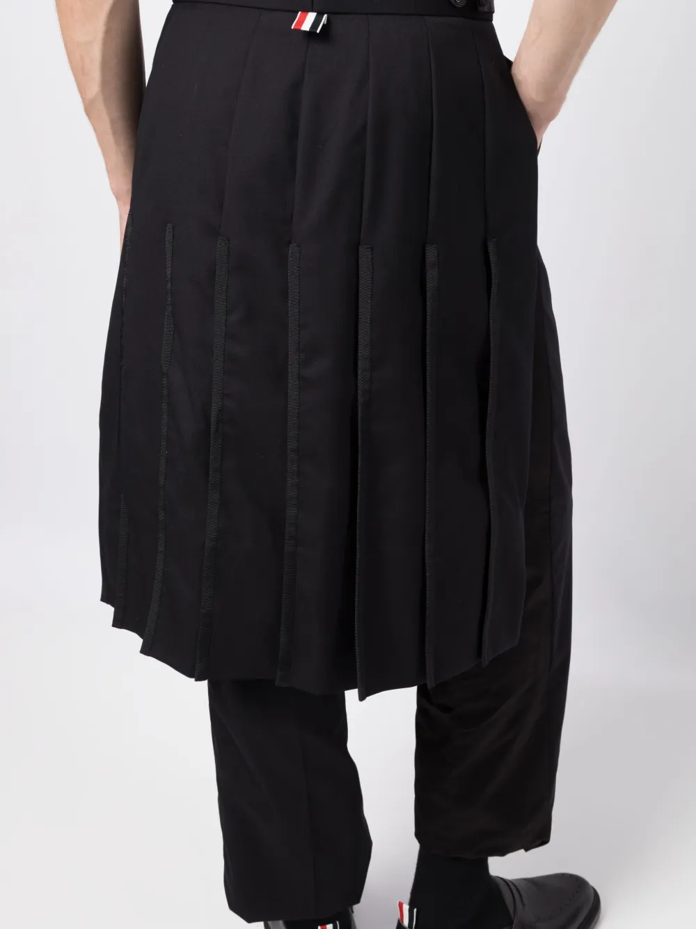 Shop Thom Browne Super 120's Collage Pleated Trouser Skirt In Black