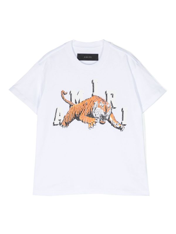 Logo Cotton T Shirt in White - Amiri Kids