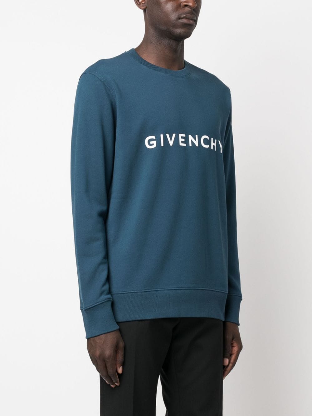 Shop Givenchy Archetype Logo-print Cotton Sweatshirt In Blue