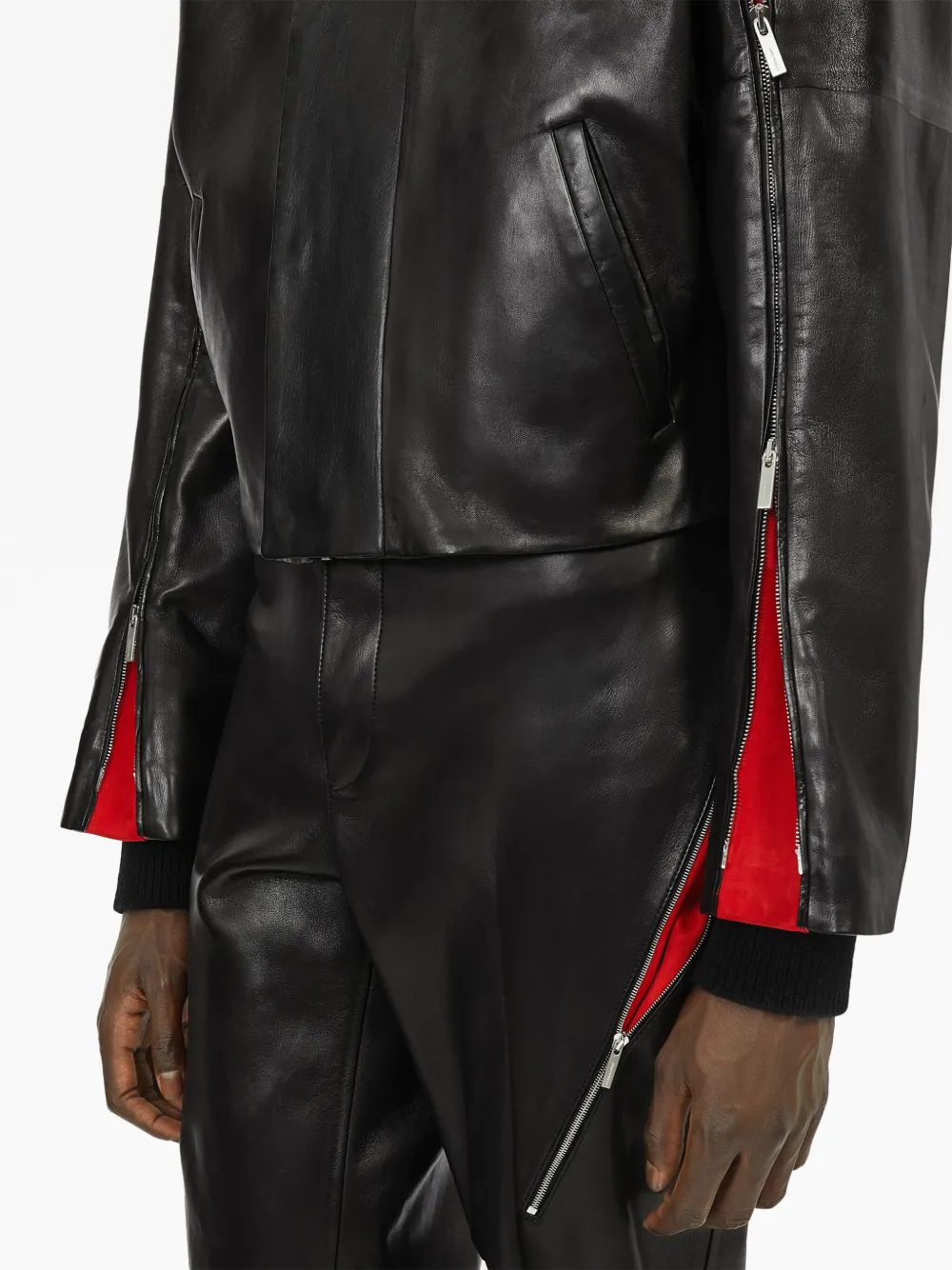 Ferragamo contrasting-panels zip-up leather jacket | Image 6
