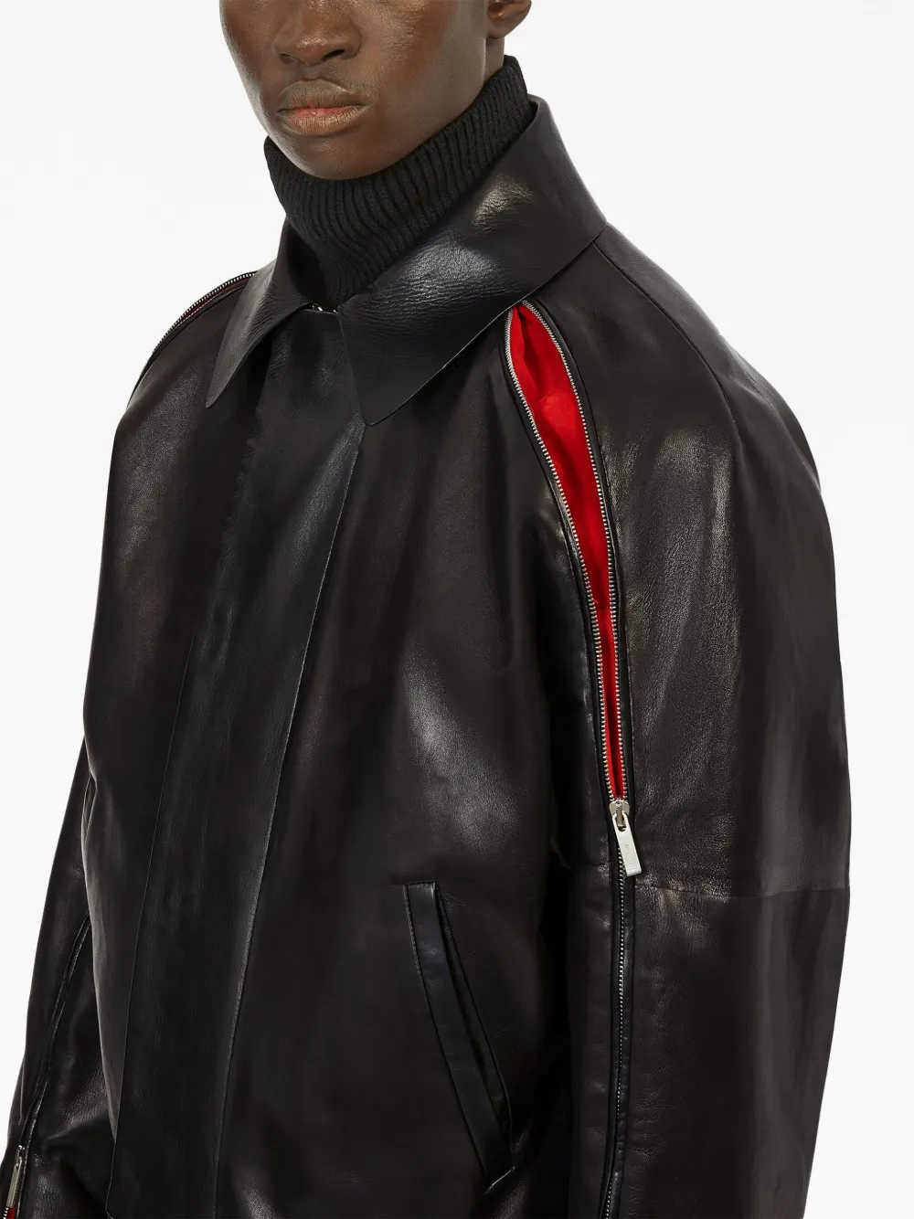 Ferragamo Leren jack Zwart