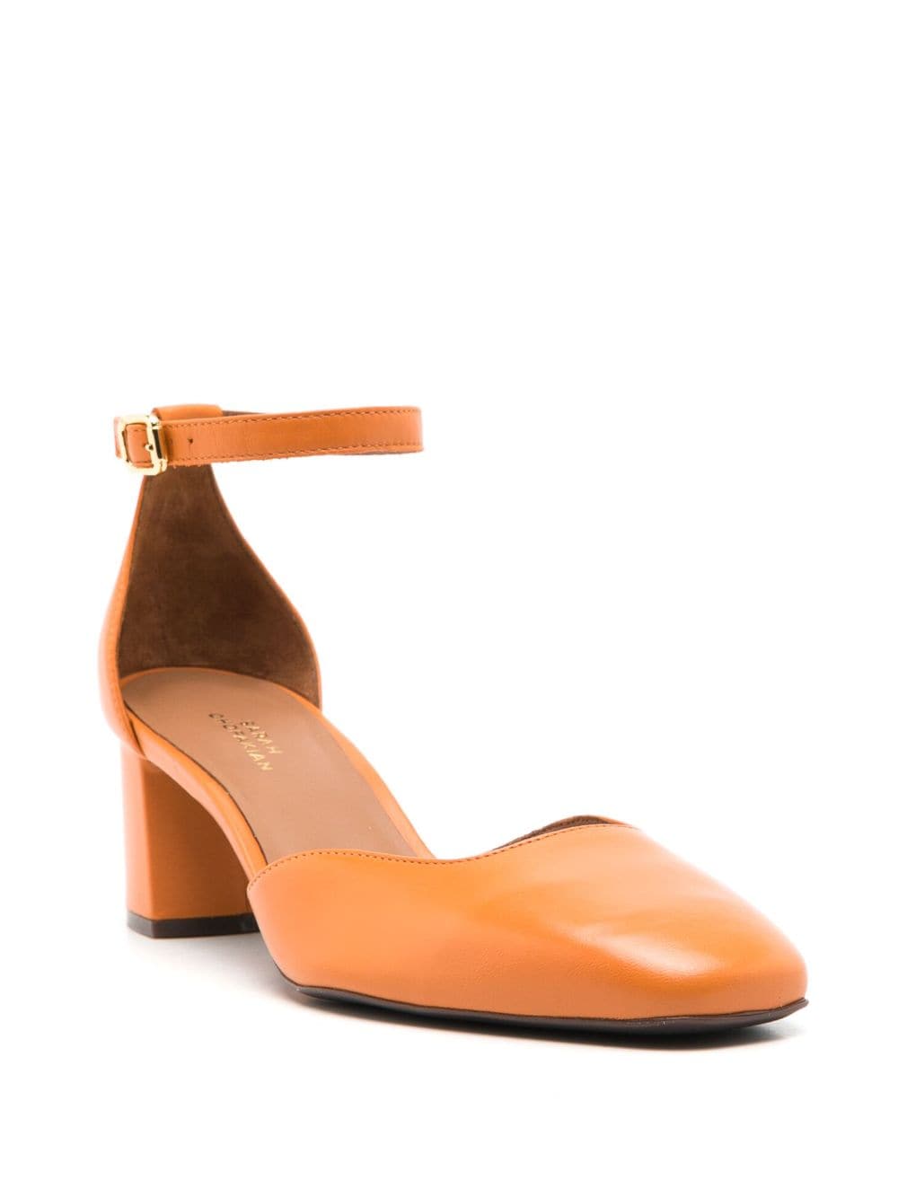 Shop Sarah Chofakian Florence 40mm Leather Sandals In Orange