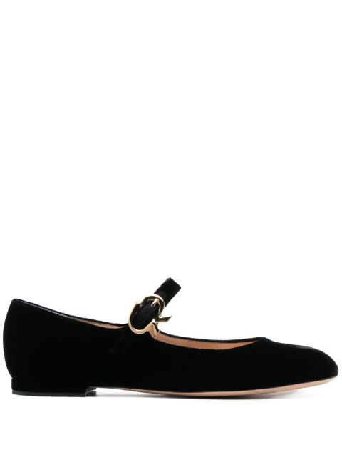 Gianvito Rossi Mary velvet leather ballerina shoes