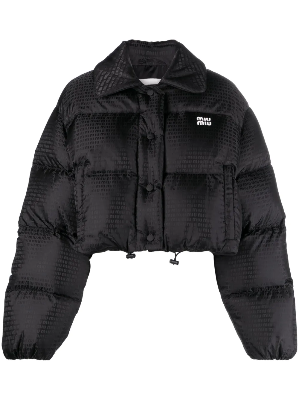 Miu Miu logo-print quilted puffer jacket - Black